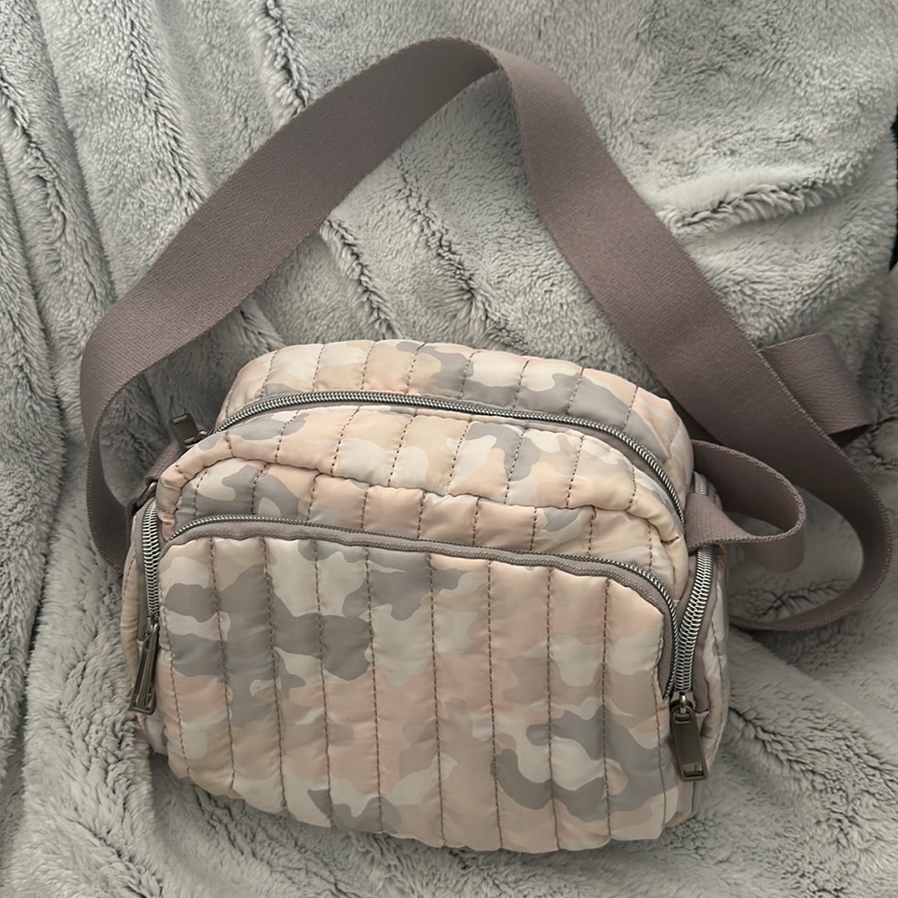 Pink Camouflage Nylon Crossbody Bag